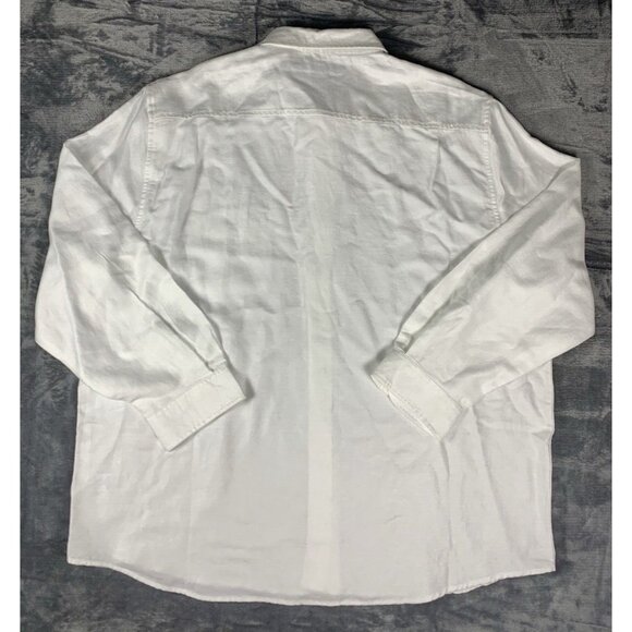 Carribbean Men's Size XXL White Casual Linen Blend Button Up Shirt Palm Tree - Picture 3 of 8
